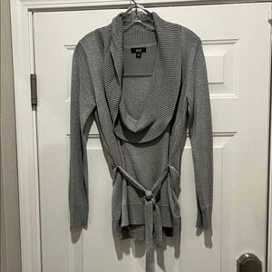 NWOT AGB Shimmering Silver Cowl Neck Sweater
Holiday attire upscale luxury